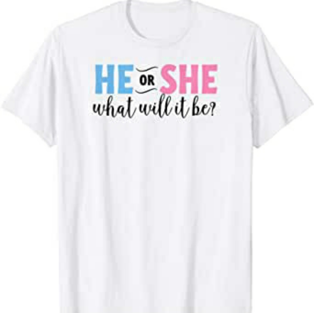 He or She gender reveal tshirt